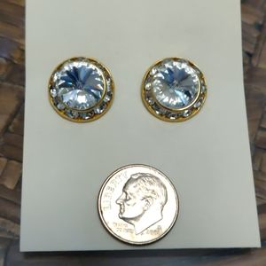 Gold and rhinestone post earrings (#130)
